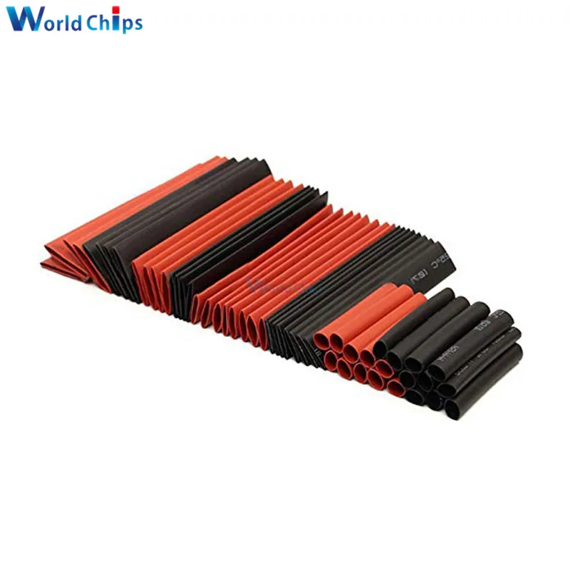127Pcs Red Black Heat Shrink Tubing Polyolefin 2:1 Electrical Wrap Wire Cable Sleeves Insulation Shrinkable Tube Assortment Kit heat shrink tubing