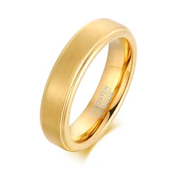 Elegant Tungsten Carbide Brushed Beveled Edge Wedding Band - Unisex Style - 8 (Gold color)