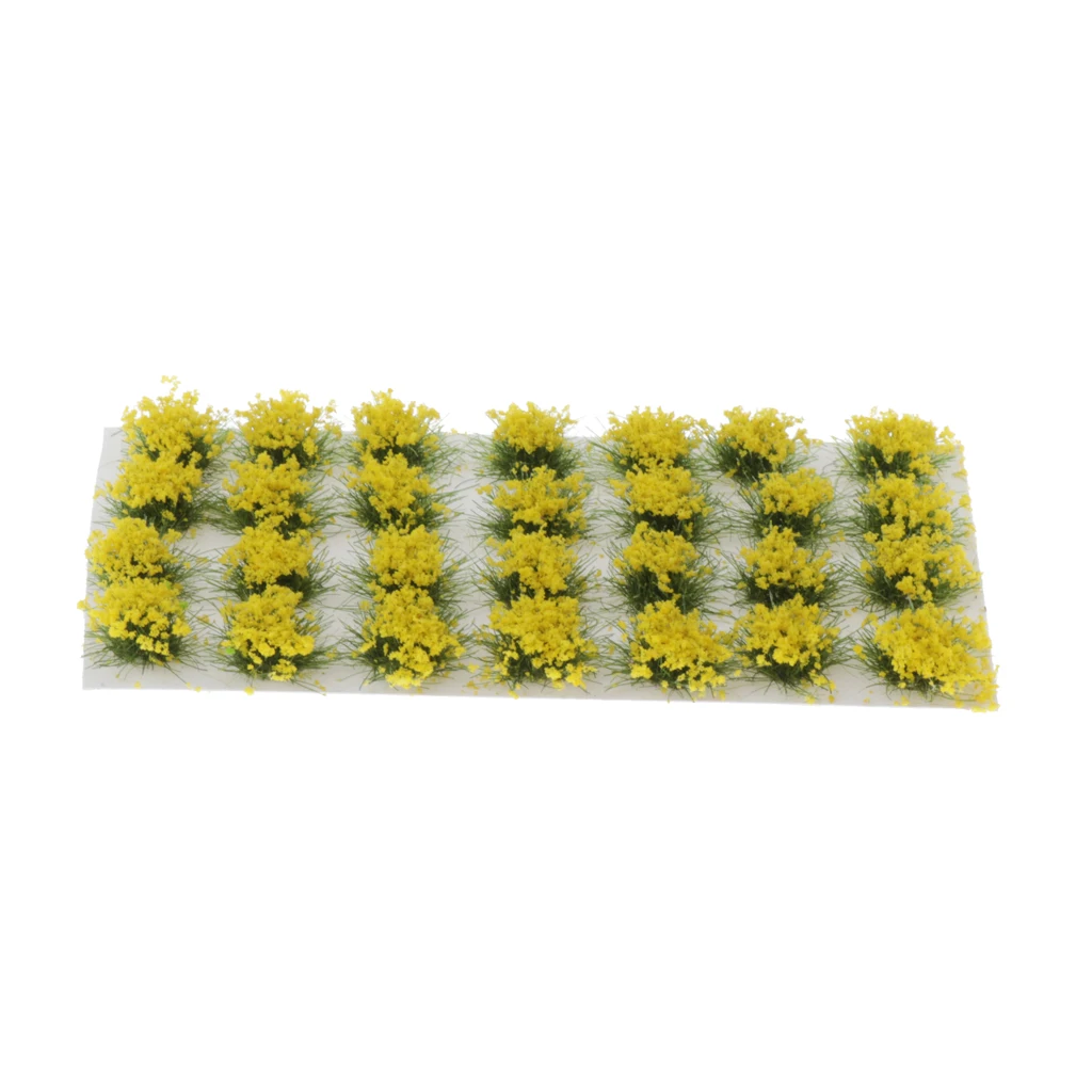 28 Pieces Static Grass Tuft 8mm Self Adhesive Flower Tufts Grass Railway Artificial Grass Modeling Wargaming Terrain Model