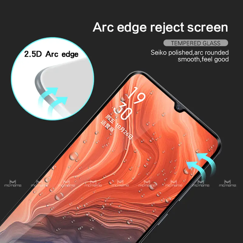 2 упаковки закаленного стекла для OPPO Reno Z Защитное стекло для экрана полное покрытие стекло для OPPO Reno Realme X Lite A9 A9x F11 Pro K3