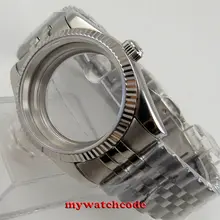 36mm PARNIS 316L stainless steel sapphire glass silver Watch Case come with strap fit 2824 2836 MOVEMENT
