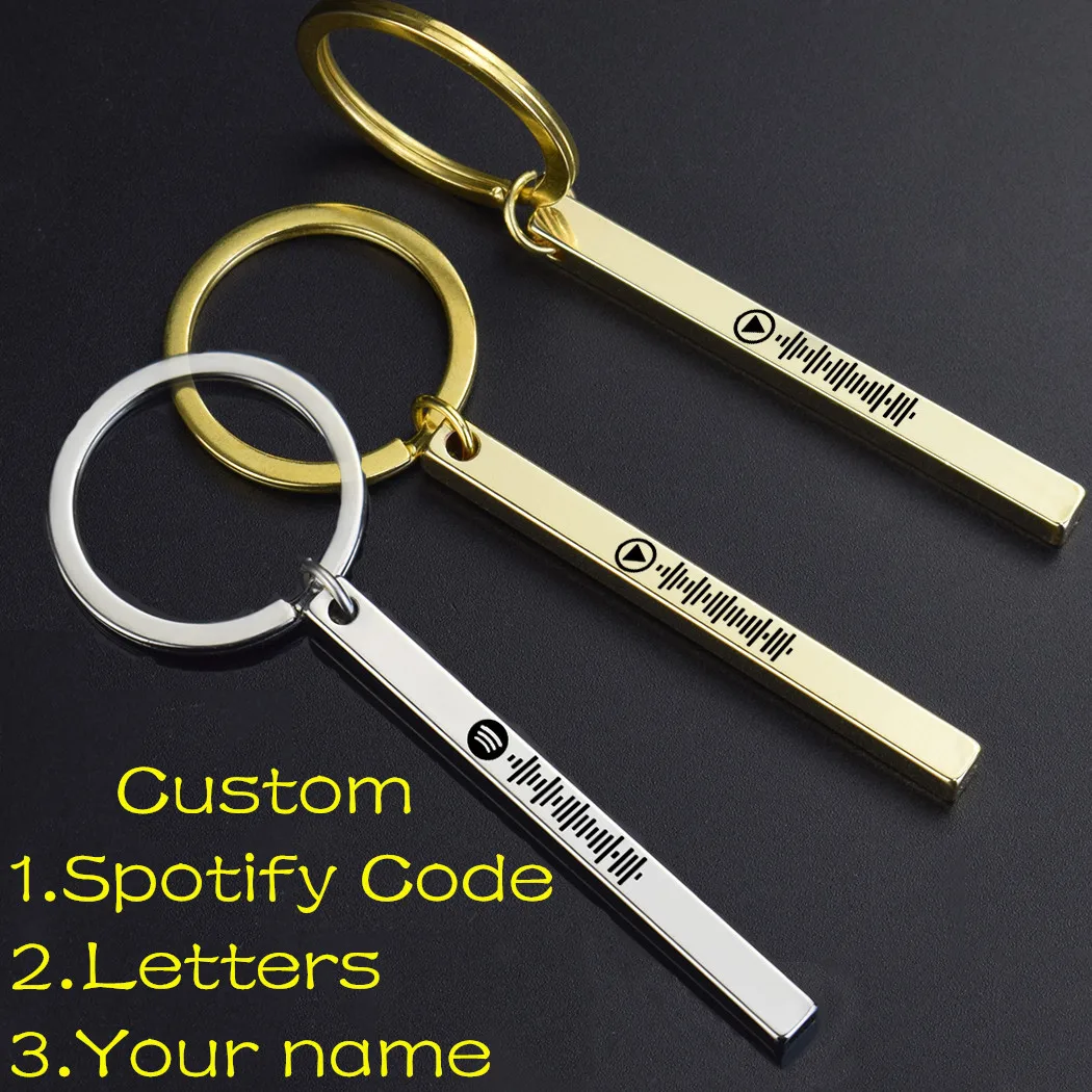 Engraved Letters Text Keyring Personalized Music Album Custom Scannable Song Code Keychain Anniversary Gift