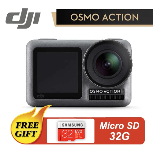 DJI Osmo экшн водонепроницаемая Спортивная камера двойной экран 4K HDR видео стабилизированный 8x замедленное движение UHD изображение оснастка съемка 11 м водонепроницаемый - Цвет: Free 32GB SD Card