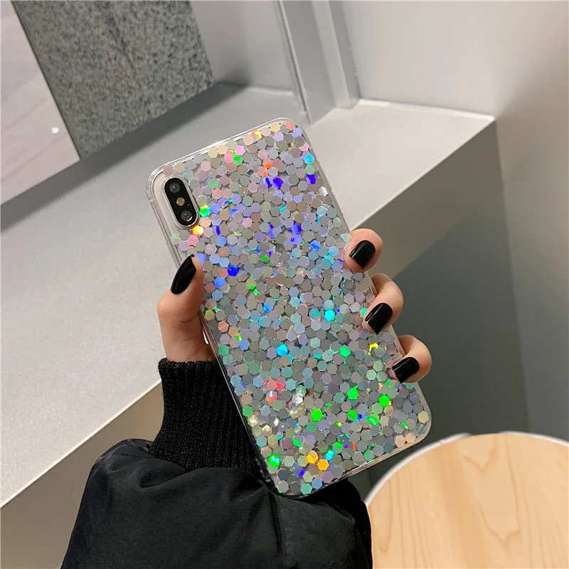 Модный Блестящий Мягкий чехол для iphone X 10 XR XS MAX 7 8 6 6s Plus Ультратонкий защитный из