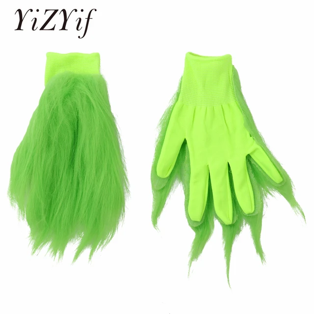 Guantes de disfraz Grinches Unisex, divertidos guantes de felpa verde para  carnaval, Purim Deluxe, fiesta Grinc, 1 par - AliExpress
