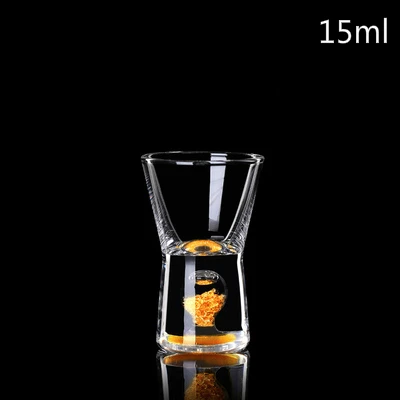 15ml Кристалл позолоченный Встроенный 24 К золотой лист Саке ликер рюмка диспенсер водка дух Sheezer маленький бокал для вина es крепкий напиток чашка - Цвет: 15ml