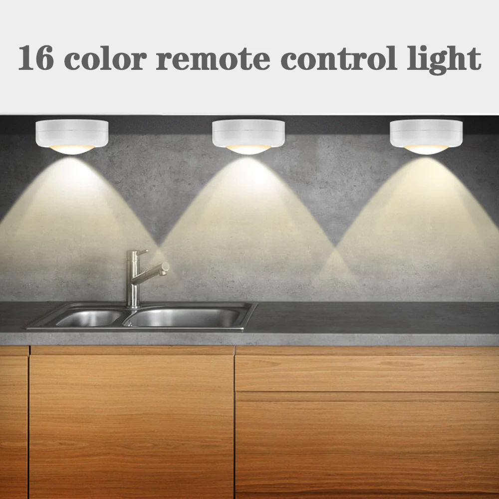 Цветная(RGB) 16 Цвета светодиодный светильник для шкафа Беспроводной затемняемая сенсорная Сенсор под шкаф светильник Светодиодный точечный светильник шкаф ночной Светильник s