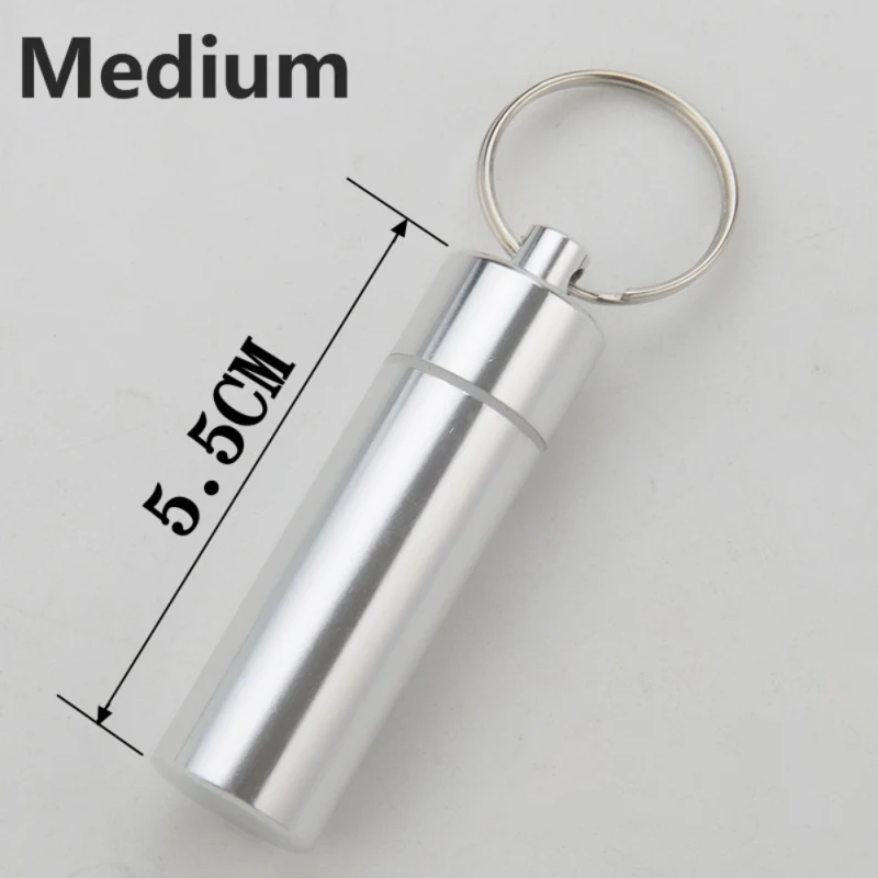 Pill box waterproof aluminum pill box case bottle cache drug holder for traveling camping container keychain medicine box health care