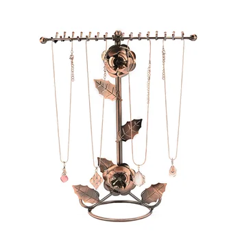 

Metal Rose Flower Jewelry Stand Earring Hanger Necklace Bracelet Organizer Storage Display Rack Hoop Watch Show Pallet