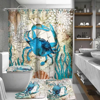 

Waterproof Ocean Printing Shower Curtain Polyester Cloth Shower Curtains Bathroom Curtain Bathing Curtain Bath Room Curtain