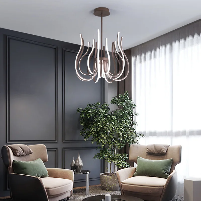 

Brown nordic lamp Modern led Pendant Lights for Living Room Dining Room Creative luminaire suspension Home Decor pendant Lamps