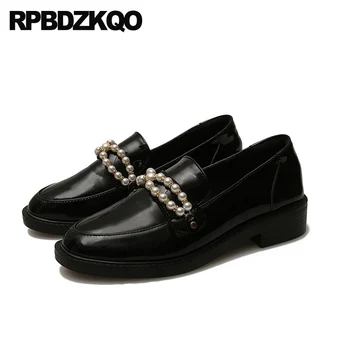 

Round Toe Flats Ladies 2019 Women Beaded Casual Designer Slip On Black Loafers Chinese Pearl Cheap Shoes China Patent Leather