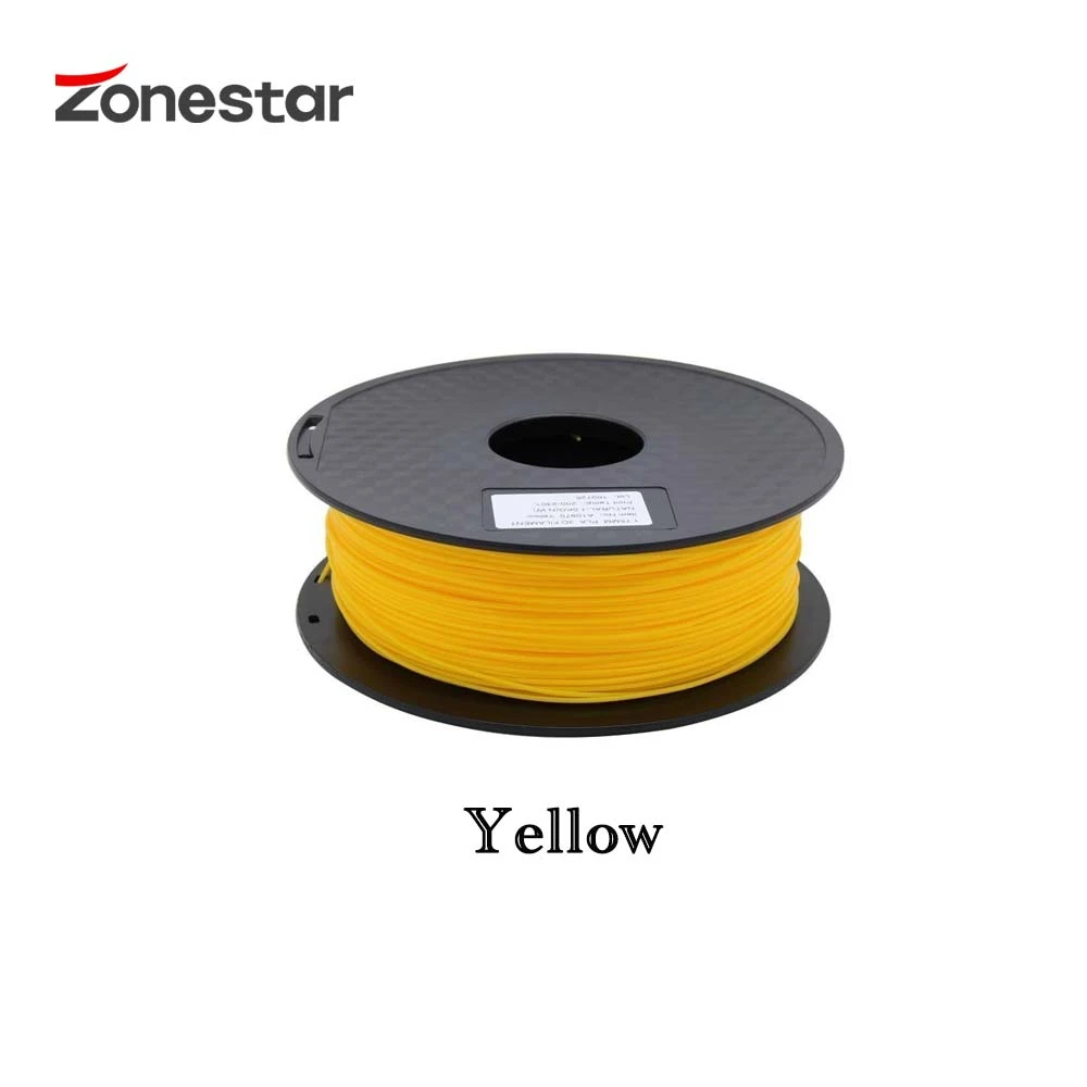 Yellow ZONESTAR PLA нити для 3D принтера 1,75 мм Пластиковые расходные материалы Материал Вес нетто 1 кг - Цвет: Yellow