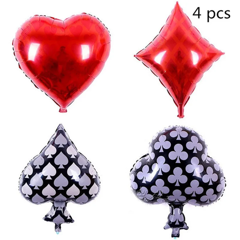 Casino Theme Decoration Balloon Disposable Tableware Poker Happy Birthday Party Pull Flag Pull Flower Card Party Supply AS08 (3)