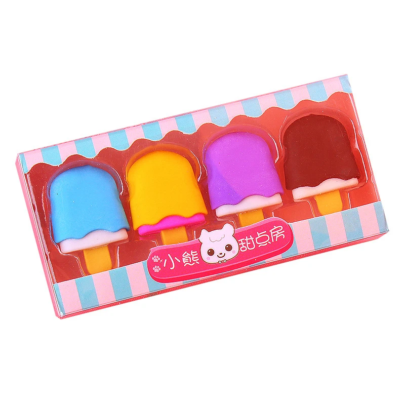 Donut Dessert Pencil Eraser Rubber 4 pcs Kawaii Creative Cute Novelty Kids Student Learning Office Stationery Student prizes Pencil Eraser Eraser Pen Plasticine Eraser Eraser Refillable Pen Biscuit Eraser Kneadable Eraser Retractable Eraser