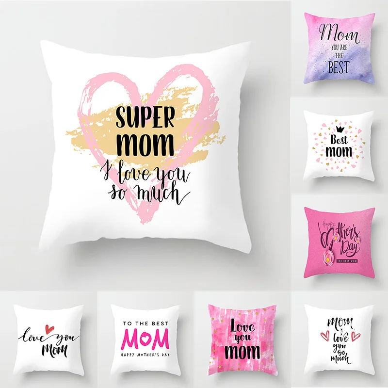 

Pillow case 45 * 45 New Mother's Day text love printed polyester pillowcase Square decorative pillowcase