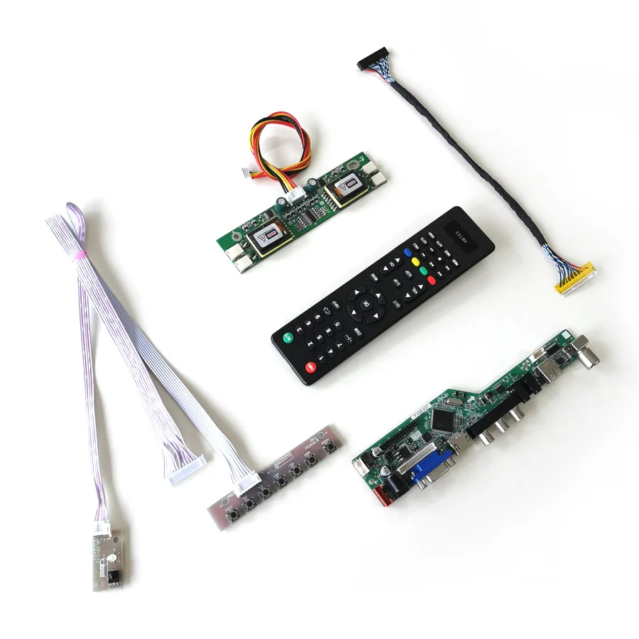 Для M170EN04 V6 V7 VGA HDMI AV USB RF T. V56 плата контроллера пульт+ инвертор+ клавиатура ЖК-дисплей Панель 4CCFL 30Pin LVDS DIY kit