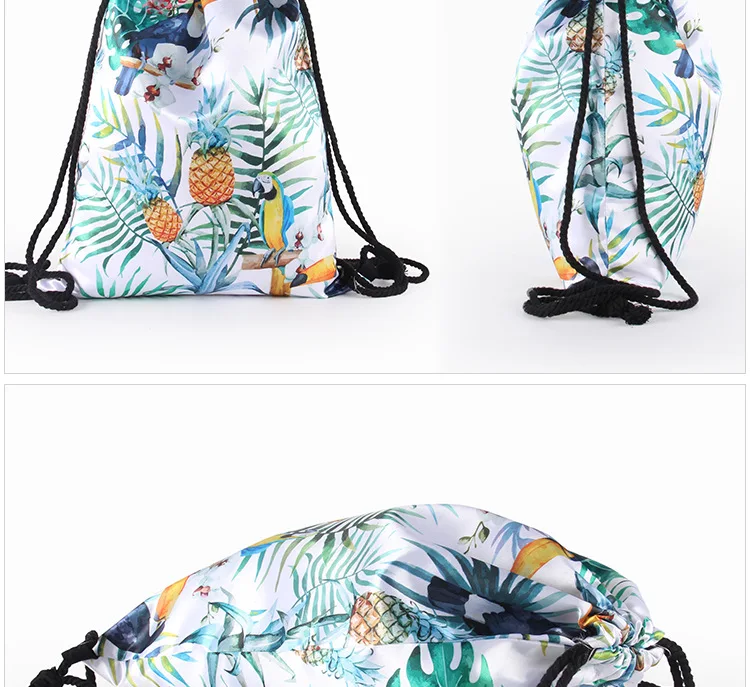 Digital Printing Take Color Bag Party Travel Foreign Trade Popular Drawstring Backpack Parrot Cute Animal Pattern