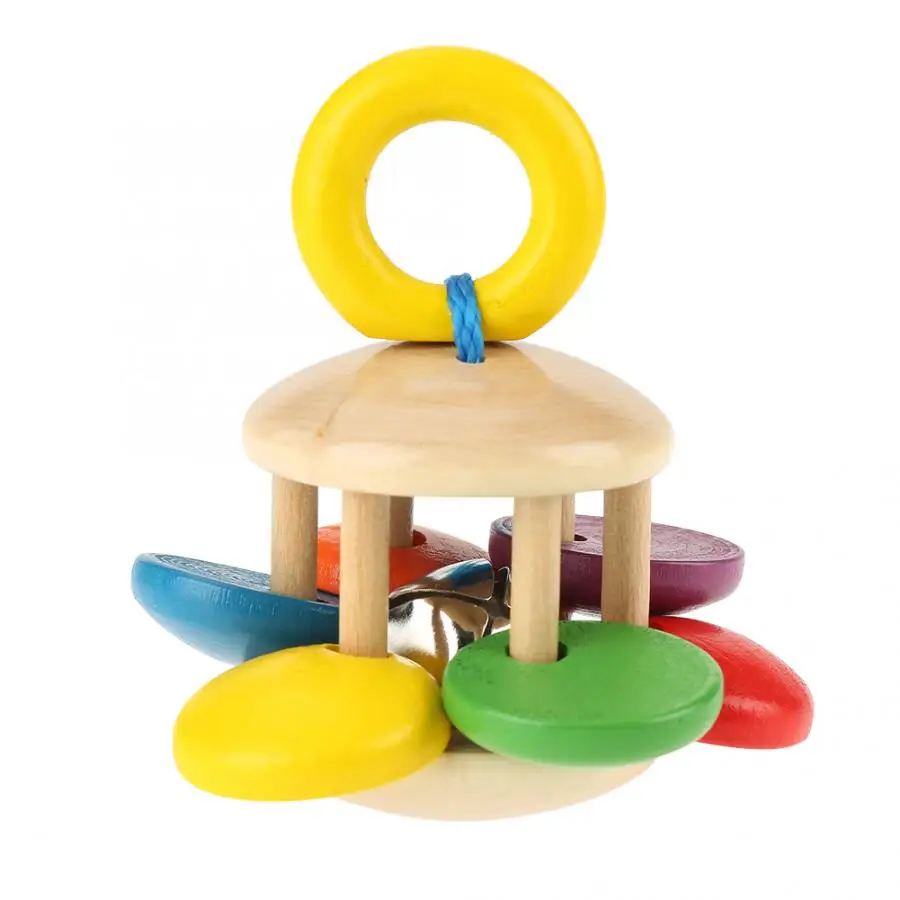 Деревянные детские погремушки игрушки Детская кровать ручной Колокольчик погремушка захват игрушка колокольчик музыкальный образовательный инструмент для малышей погремушки Прорезыватель - Цвет: Белый