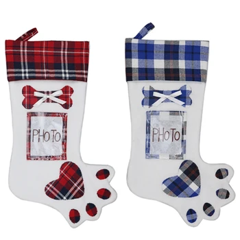 

2Pcs Christmas Tree Hanging Party Tree Xmas Decor Christmas Stocking Gift Candy Bags Lovely Gift Bag for Children 48.5cm