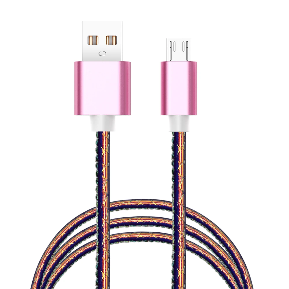 Цветной градиентный USB кабель 2.4A кабель для быстрой зарядки QC3.0 USB C Micro usb телефонный кабель для передачи данных для samsung A50 S9 huawei P30 - Цвет: Gold for Micro