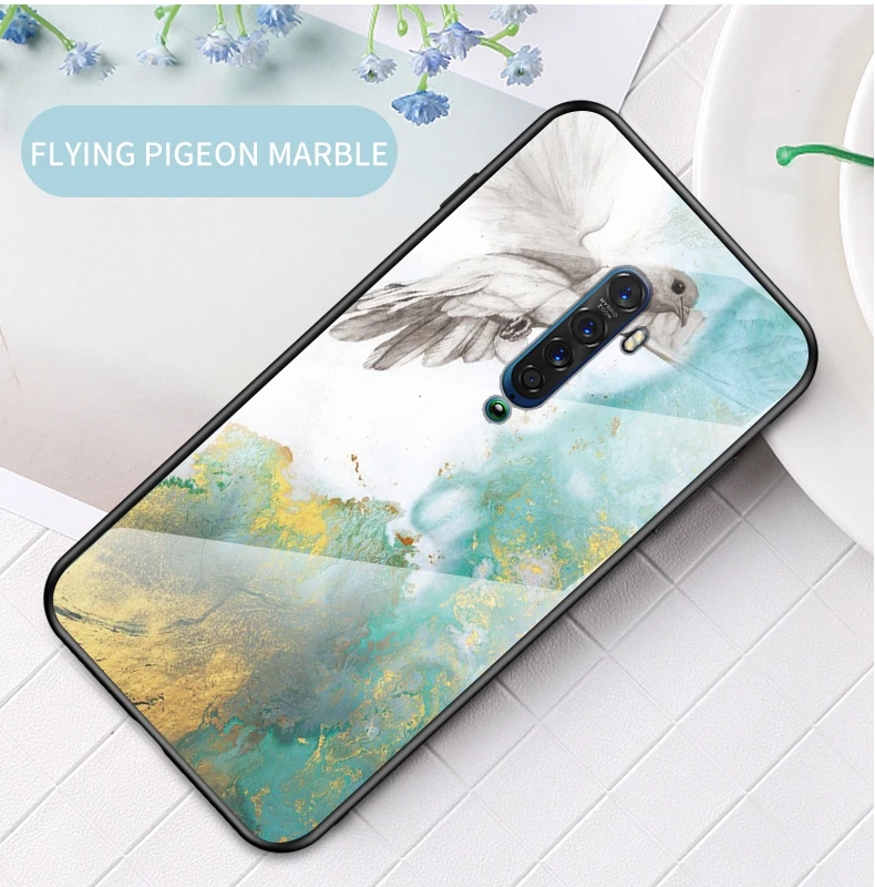 Auroras для OPPO Reno 2 Чехол из закаленного стекла мягкая силиконовая рамка чехол с мраморным принтом для Reno 2F 2Z чехол