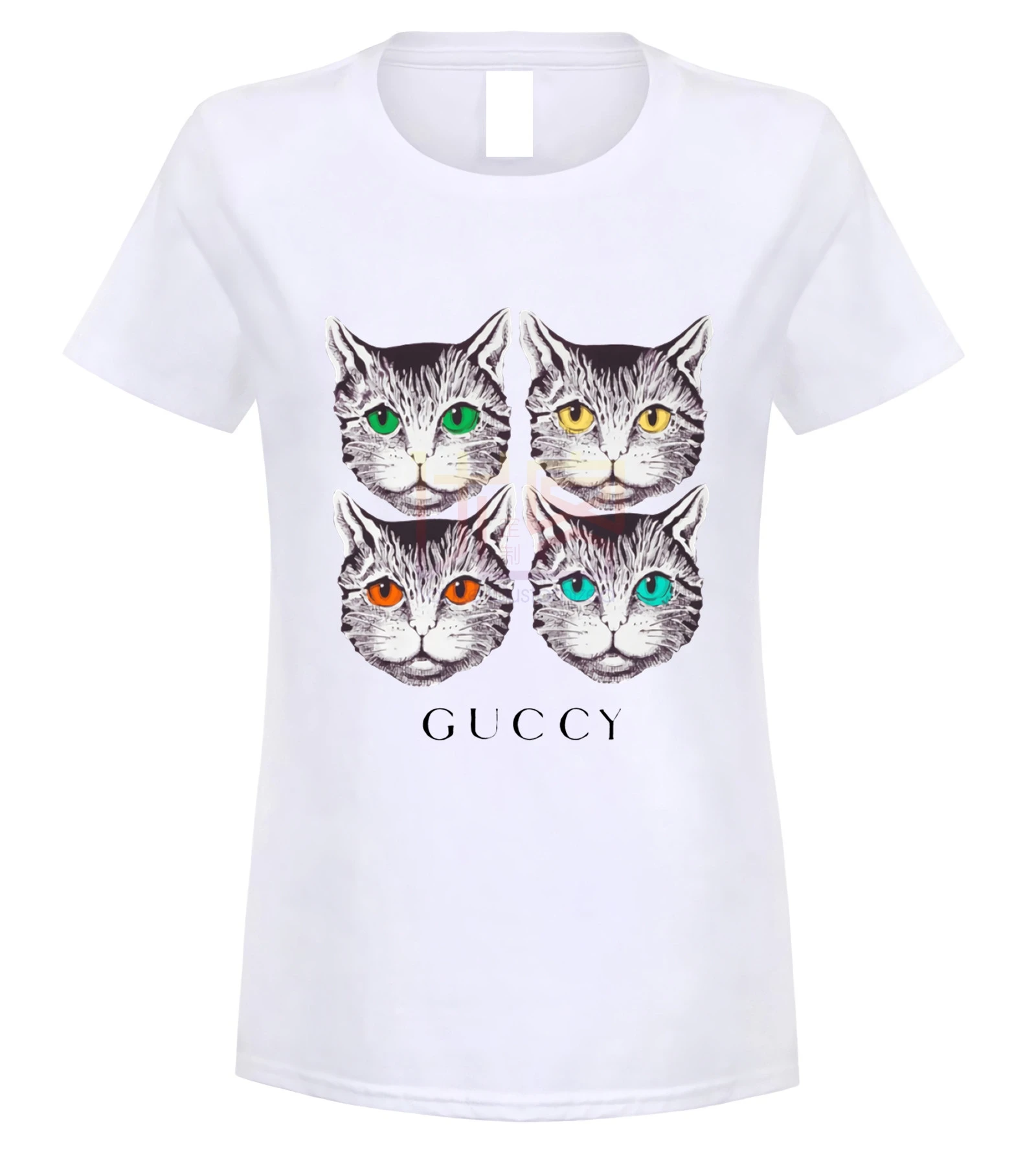Guccy Mystic Cat, Мужская футболка, новинка, Летний стиль, повседневная одежда, повседневный топ с коротким рукавом, повседневные футболки, одежда из хлопка, футболка - Цвет: women white