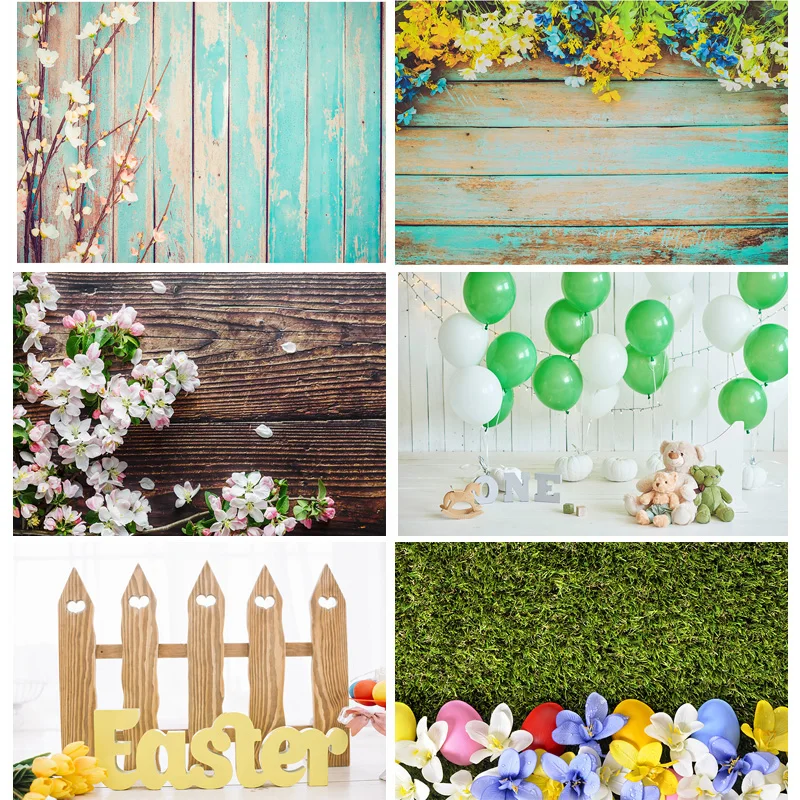 

SHENGYONGBAO Art Fabric Photography Backdrops Easter day and Wood planks Theme Photo Studio Background 19117FH-01