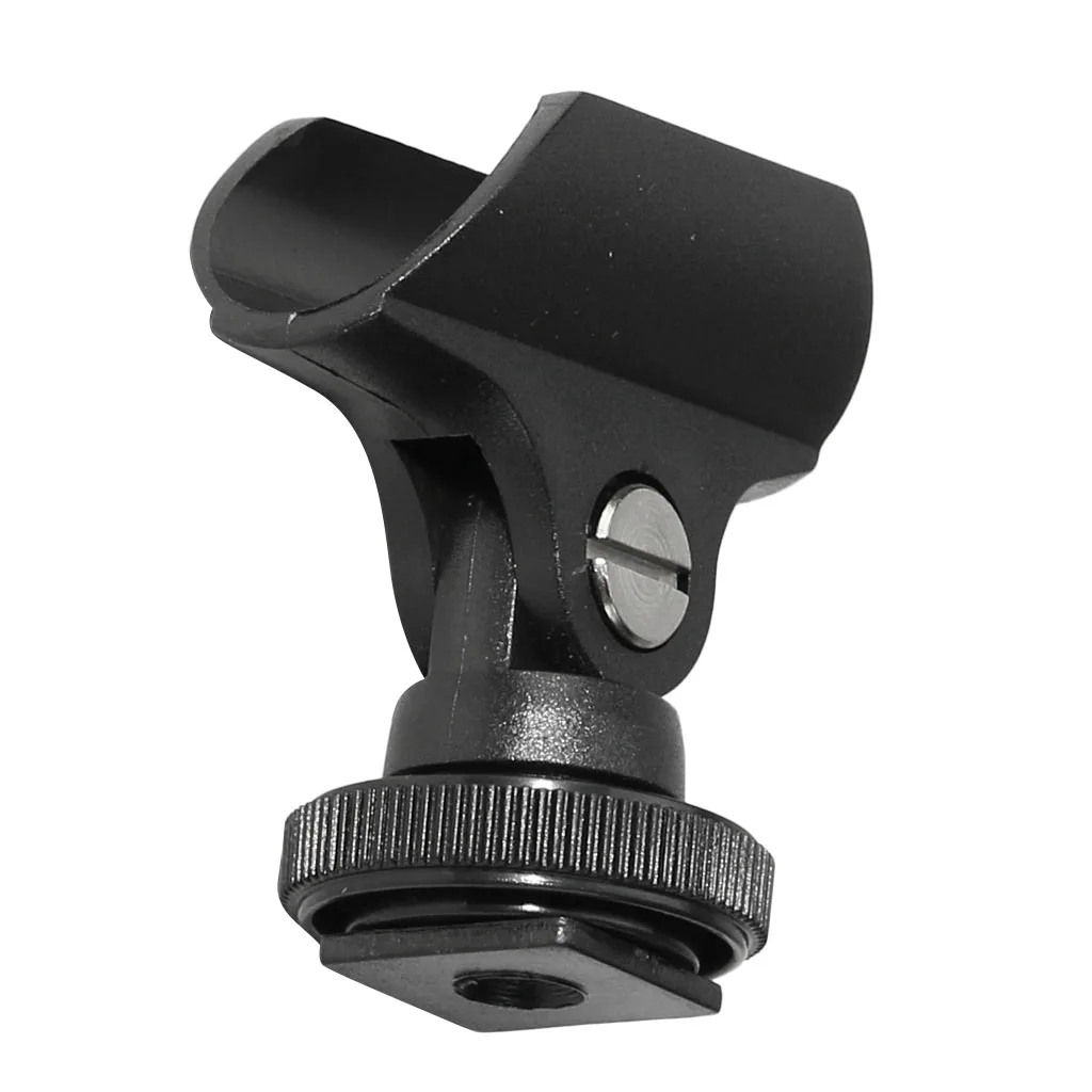 Mini Hot Shoe Mount Microphone Clip Stand Bracket Fit Interview Shotgun Mic