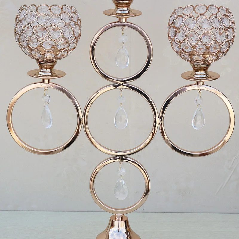 10pcs/Lot Table Candle Holders Plating Metal Candlestick Geometric Round Romantic Candle Holders For Wedding Dinner Decor ZZT030