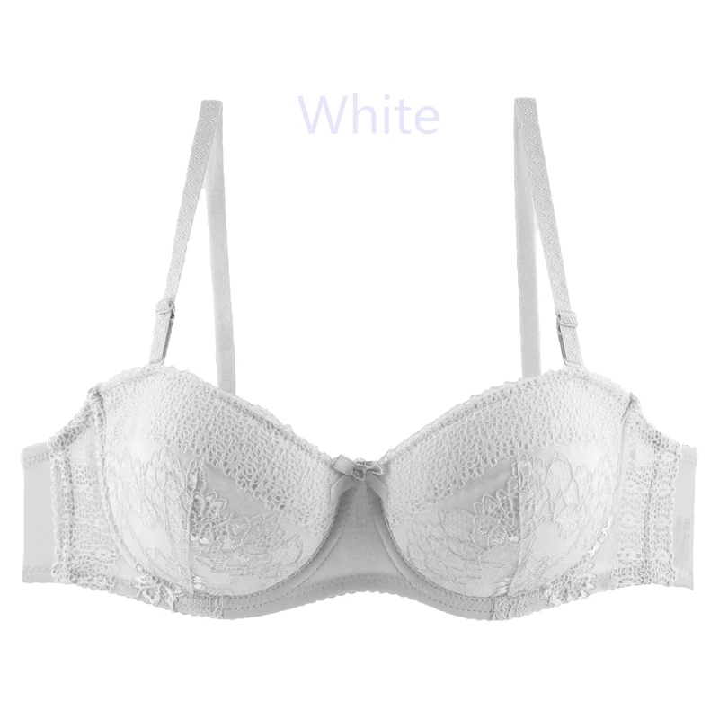 White Beauwear Ladies Secret сексуальный Деми Балконный бюстгальтер для женщин кружевной хлопковый бюстгальтер на косточках размера плюс A B C D 75 80 85 90 большая грудь - Цвет: White