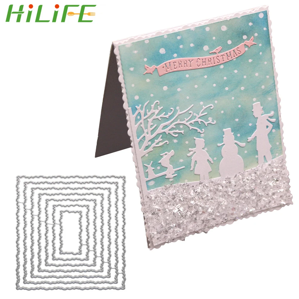 HILIFE винтажный рваный прямоугольник рамочный трафарет для DIY Скрапбукинг фото альбом тиснение 7 шт./компл. металлические режущие штампы