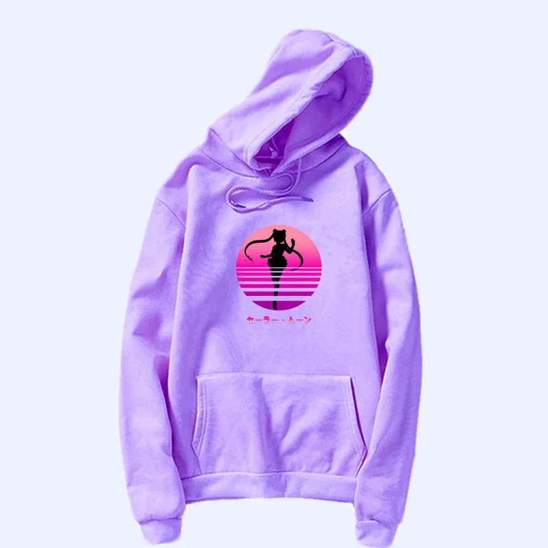 Женская толстовка японский Хацунэ Мику одежда модные толстовки Kawaii мультфильм Хацунэ Толстовка пуловер с капюшоном - Цвет: Sailor Moon 12