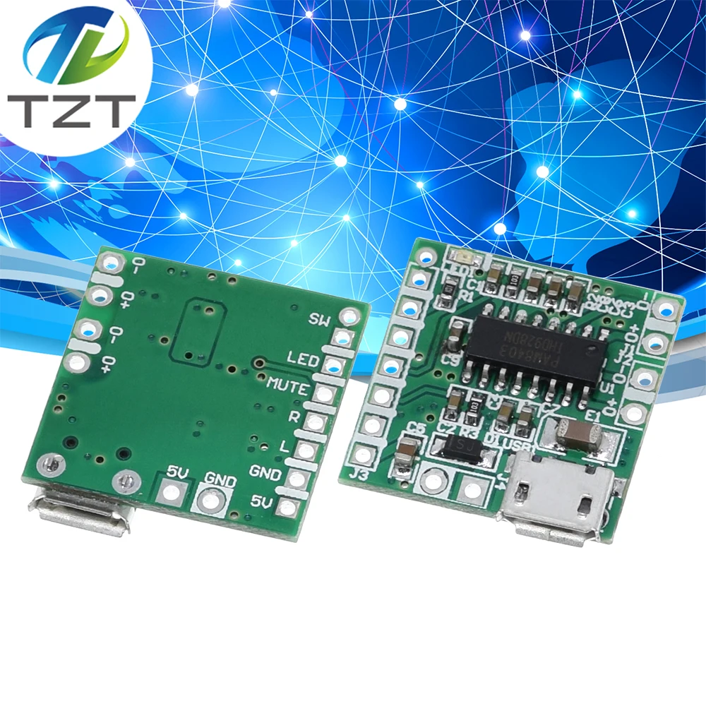 Mini Digital Power Amplifier Board 2x3W Class D Audio Module USB DC 5V PAM8403