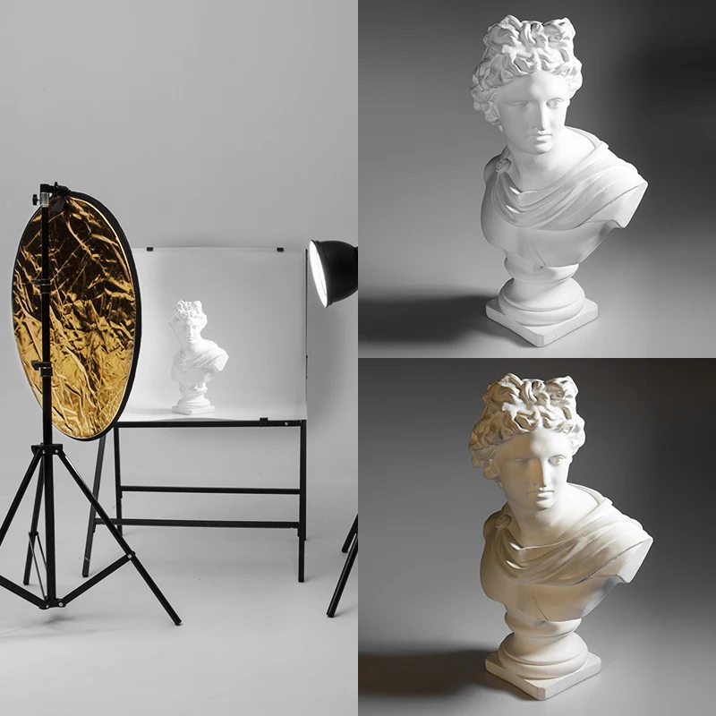 Photography Reflector 60cm 2 in 1 Gold and Silver Collapsible Light Round Photography Reflector Fill Light Board for Studio