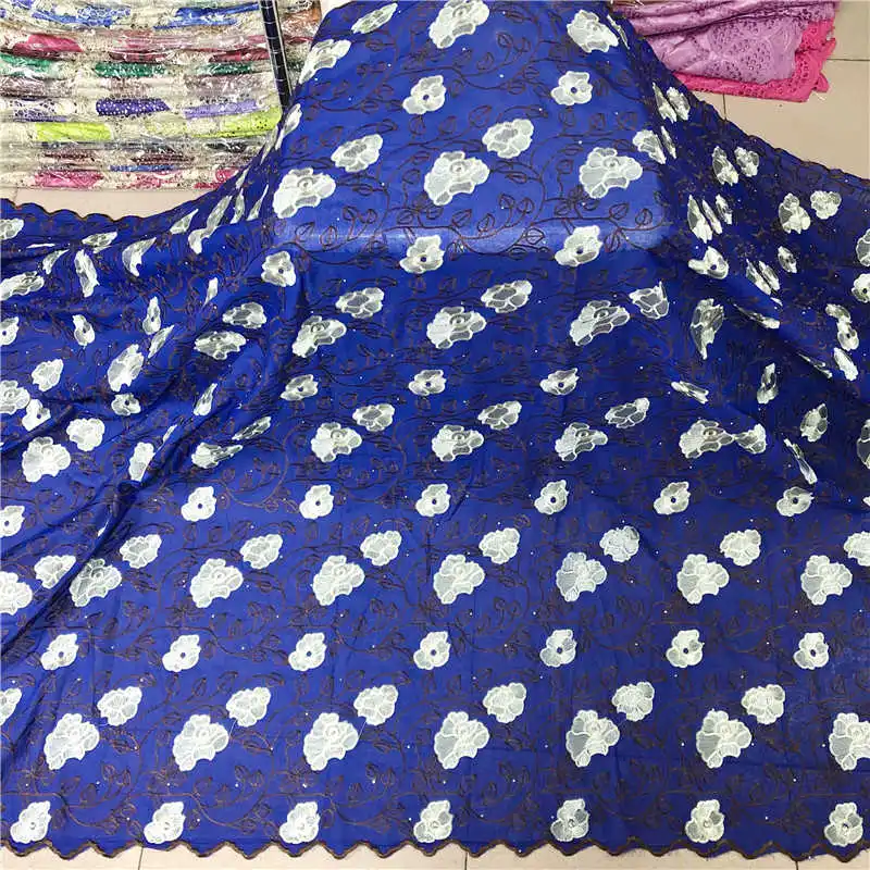 latest cut hole embroidery African cotton fabrics Swiss voile with stones lace popular Dubai style classic purple | Дом и сад