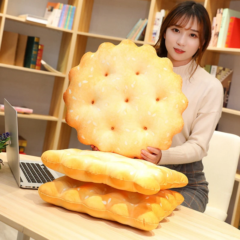 38CM Simulation Biscuits Pillow Plush Cushion Plush Toy Doll Kids Home Decor Biscuits Seat Cushion Chair Car Seat plush toys
