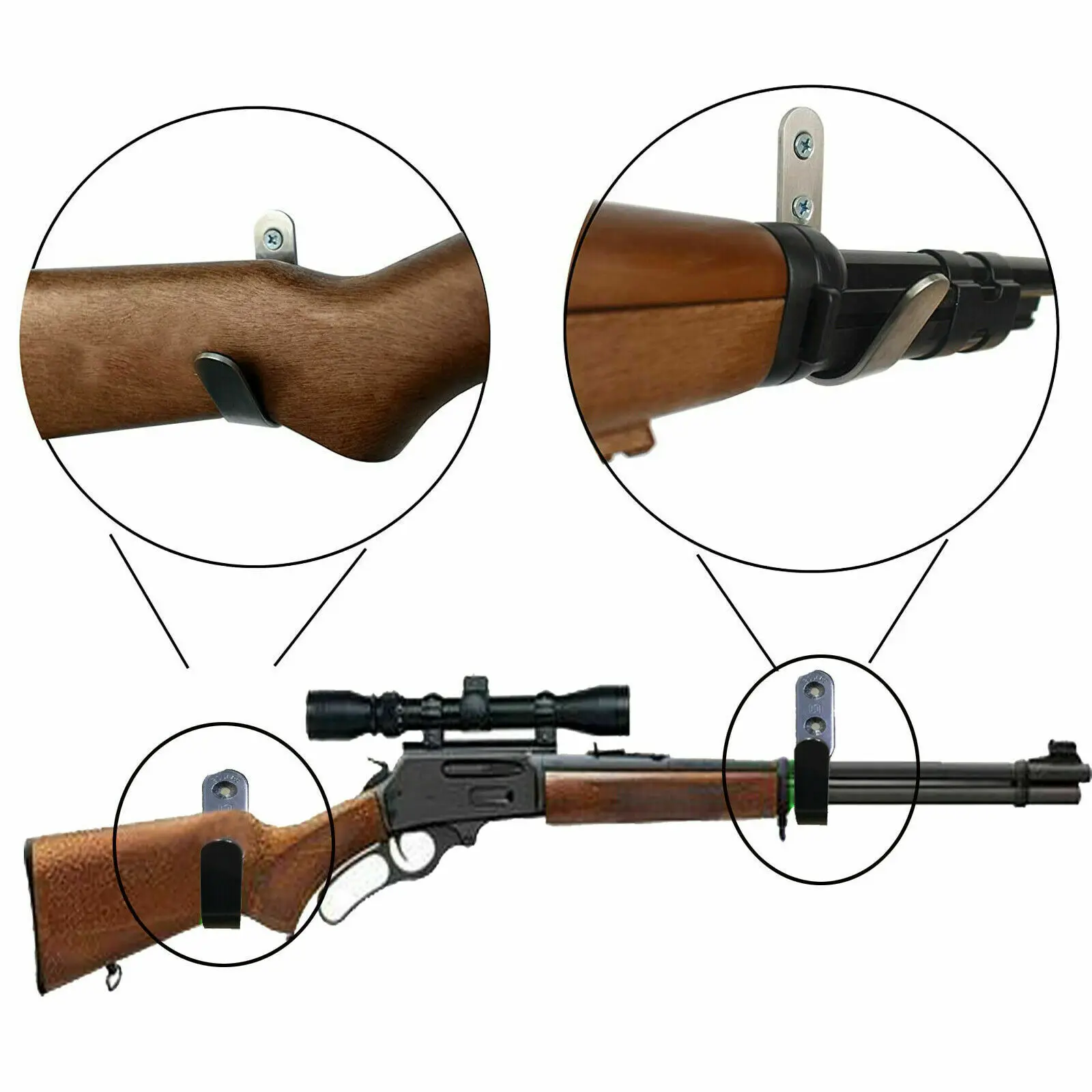 4 soportes Rifle/soportes de Musket/Pantalla de montaje en pared de Rifle/gancho de arma - Hogar y
