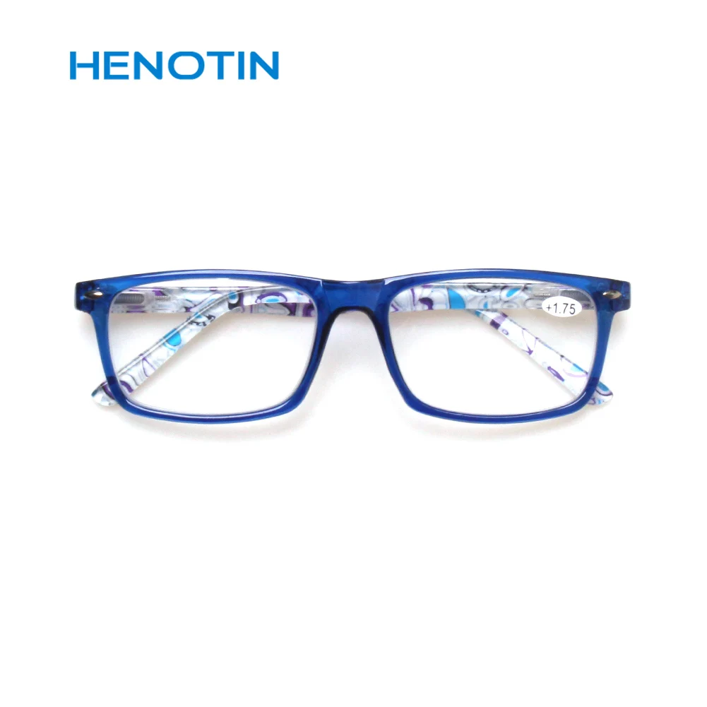 Henotin gafas de lectura redondas de moda con bisagras de primavera para lectores de hombres y модный привлекательный раздельный купальник, женские и мужские очки, солнечные очки dioptría 0,5 1,7 - Цвет оправы: Синий