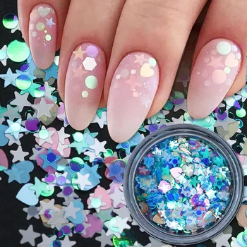 

1 Box AB Colors Nail Glitter Flakes Sparkly 3D Hexagon Colorful Sequins Spangles Nails Art Decorations for Polish