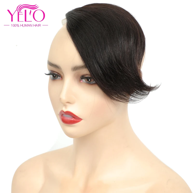 YELO-Pinza flequillo Remy de cabello humano liso brasileño, extensión de cabello con flequillo, 20 gramos, 100% Natural negro