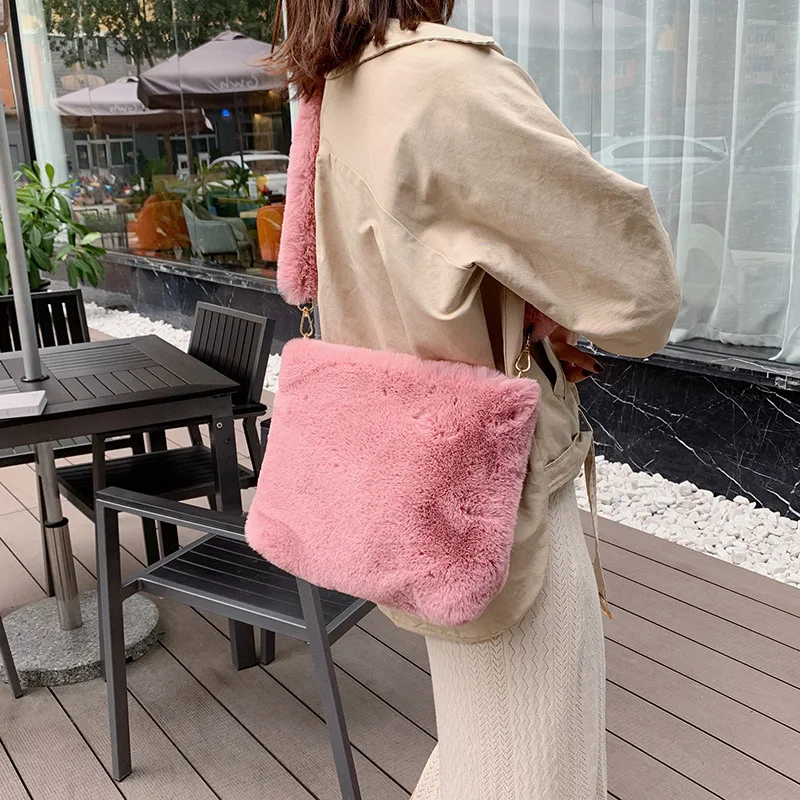 

Versatile ins mori Series Plush Shoulder Bag Women's Japanese-style Large Capacity Bag Simple Versatile Students Cute Women's Tu