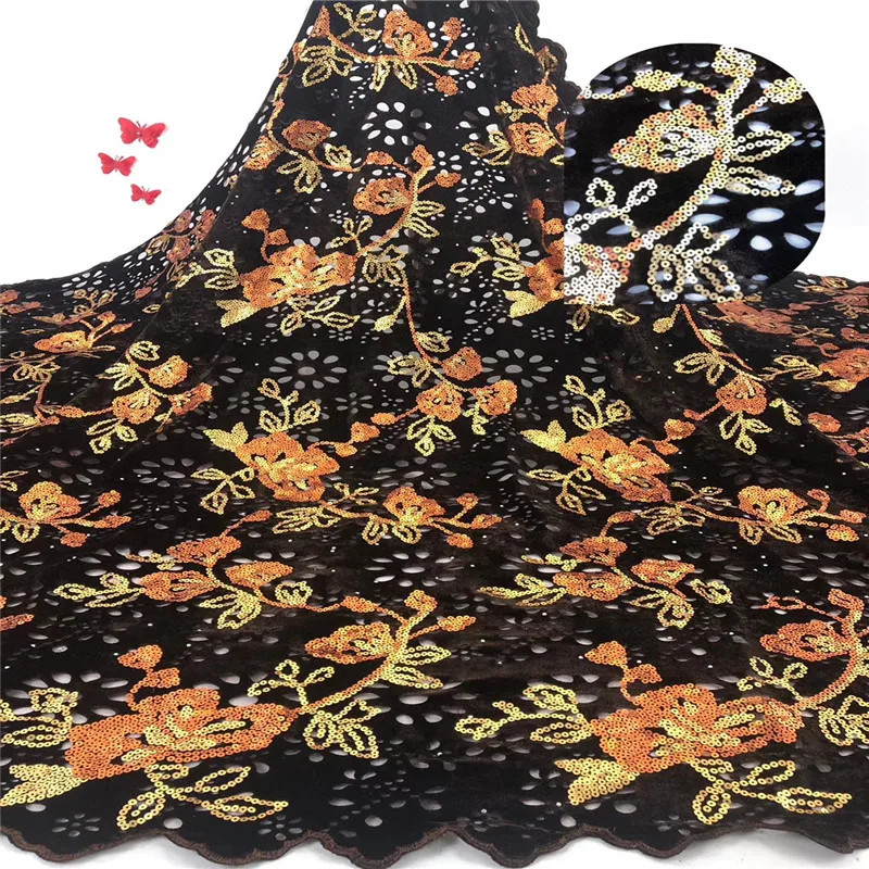 

Madison Colorful Velvet Lace Fabrics Nigerian Sequence Lace Fabrics African Tulle Lace Sequins Lace Fabric for Wedding Dress