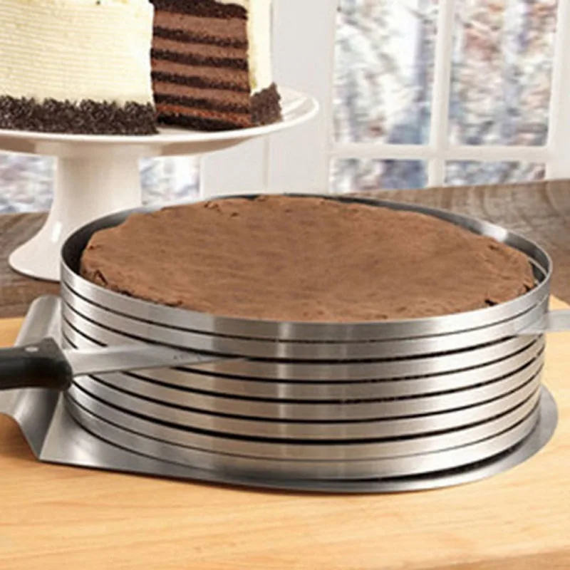 Adjustable 6-8inch Stainless Steel Cake Mousse Mould Layer Slice Cutter