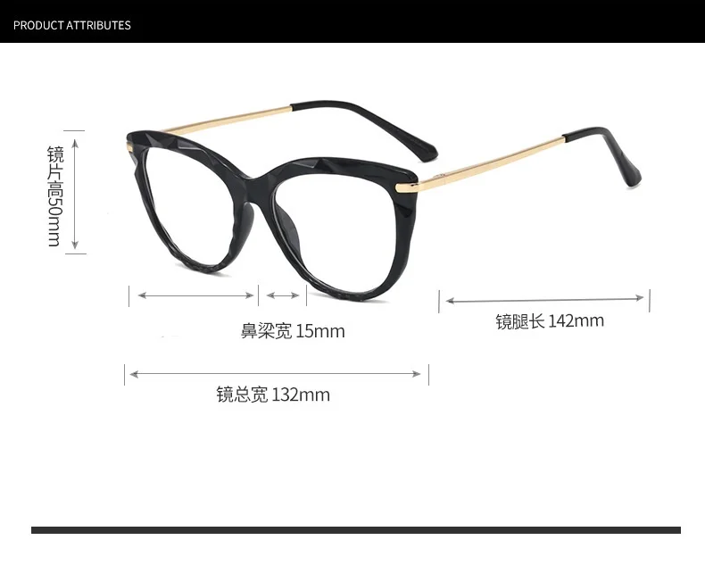 Crystal Transparent Clear Lens Glasses Women Luxury Vintage Retro Cat Eye Glasses Ladies Anti-blue light Computer Optical Frames