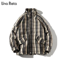 Una Reta Мужское пальто зима Ретро клетчатая куртка с длинным рукавом мужское шерстяное пальто плюс размер уличная куртка
