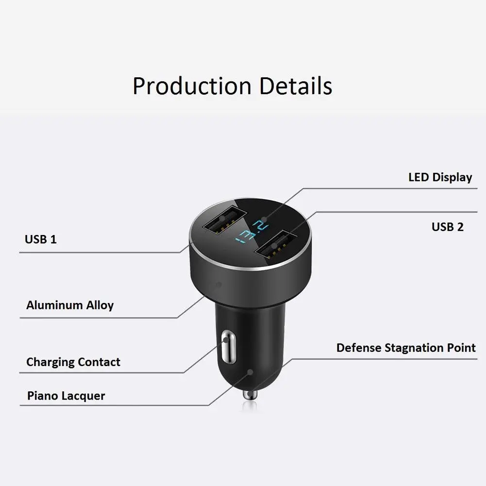 Mini Dual USB 5V Car Charger 3.1A Fast Charging 2 Port USB Phone Fast Charger Car USB Socket Adapter Car Accessory