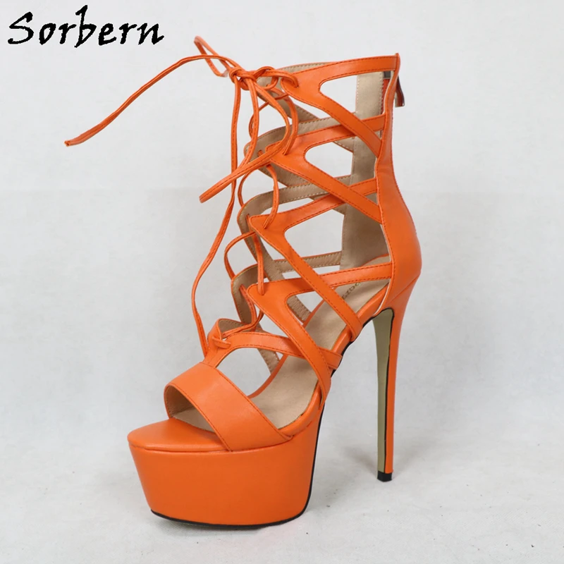 orange stripper heels