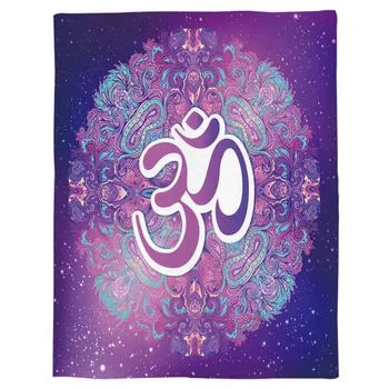 

India Purple Mandala Chakra Throw Blanket Portable Flannel Blanket Hotel/Sofa/Office/Plane Travel Blankets for Beds