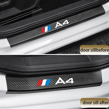 

4 pcs car door sill protector carbon fiber vinyl leather car Accessories for Audi A4 a4 Audi q5 Q5 Audi A6 a6 Car Sticker